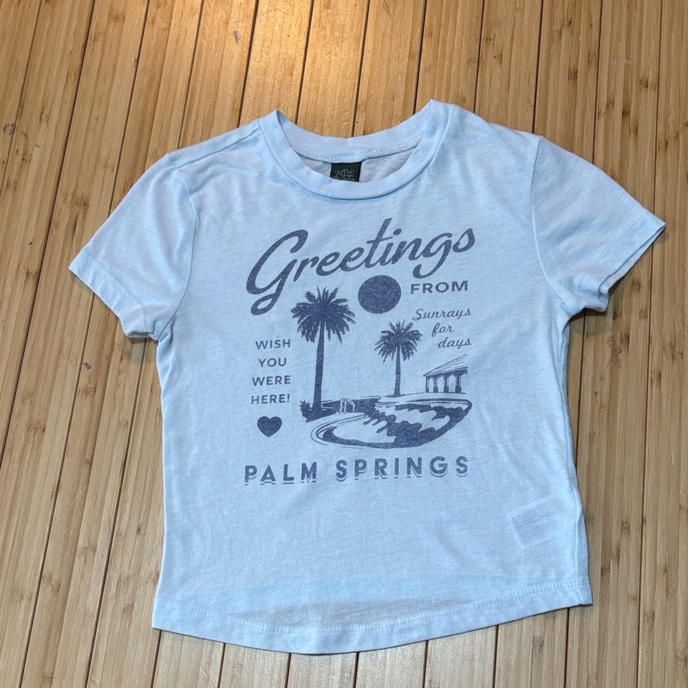 Wild Fable cropped graphic tee. Size XXS. Light blue.